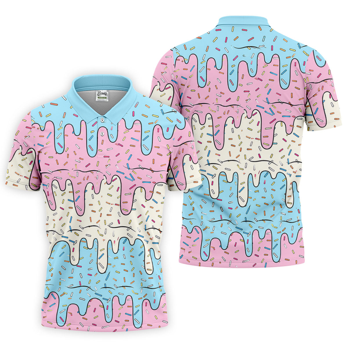 Ice Cream Drip Hawaiian Golf Shirt, Summer Sweets Men's Golf Shirt, Polo Shirts For Men
