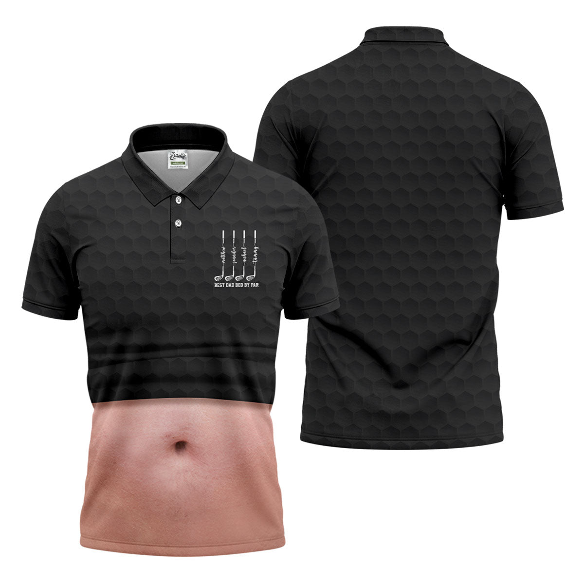 Best Dad Bod By Par Black Men's Funny Golf Polo Shirtr's Day Golf Shirt, Golf Gift For Dad