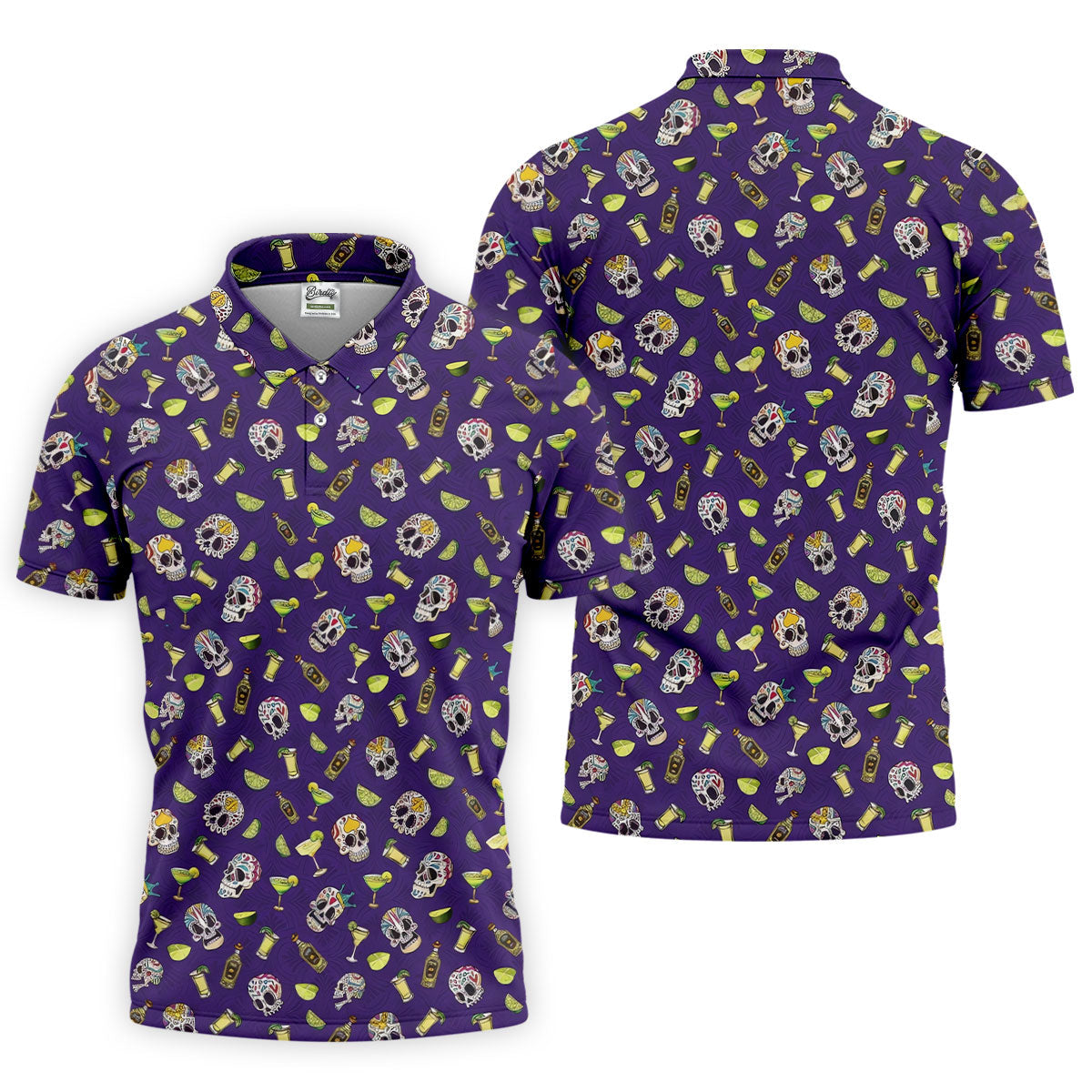 Decorated Sugar Skulls Cinco De Mayo Celebration Fiesta Themed The Purple Haze Golf Shirts For Men
