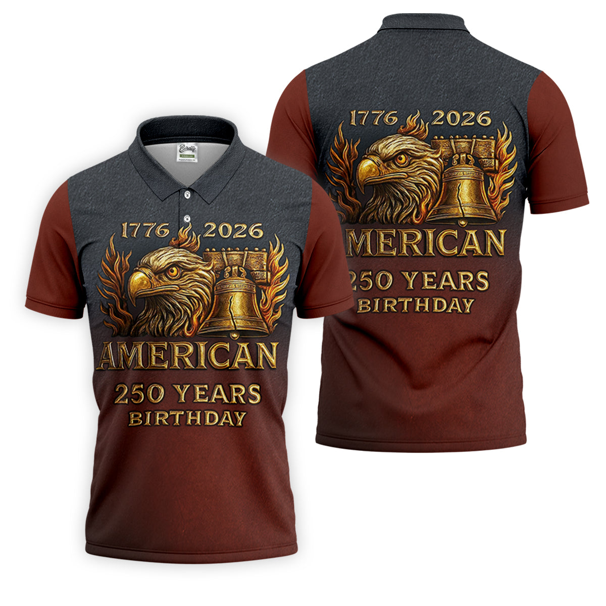American 250 Years Birthday Navy And Maroon Golf Shirts For Men, 250th Anniversary Polo ShirtFor Men