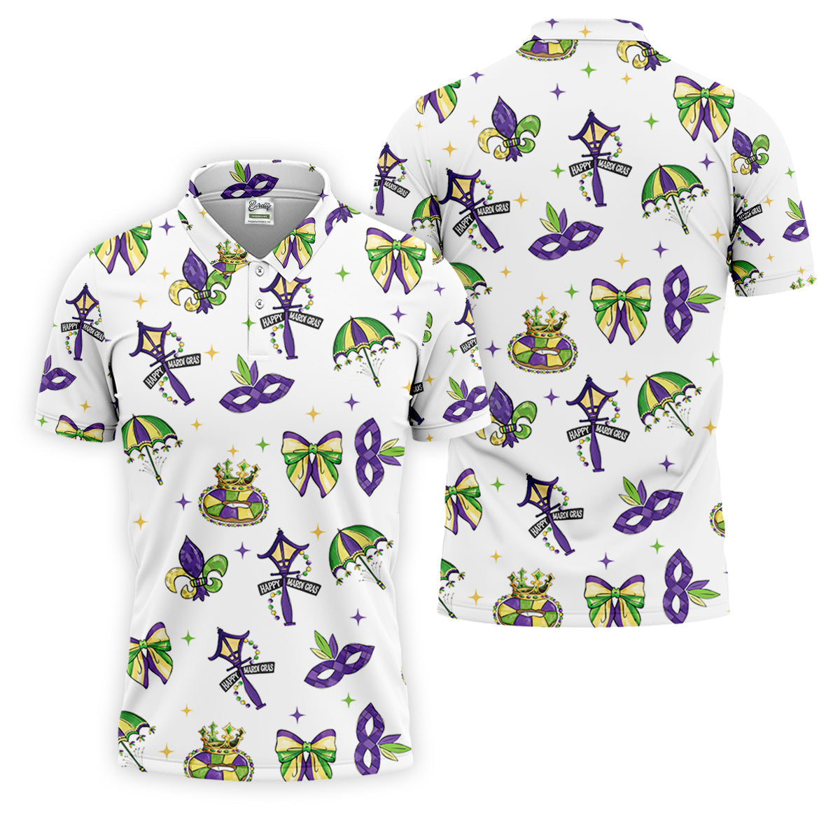 Fleur De Lis Carnival Masks Happy Mardi Gras White Golf Shirt, Polo ShirtFor Men, Golf Shirts For Men