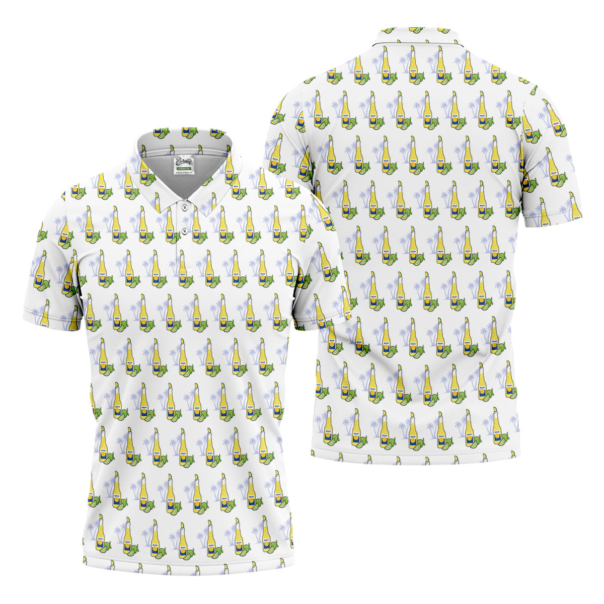 Beer And Lime Palm Tree Pattern Tropical Golf Shirt, Golf Shirts For Men, Polo ShirtFor Men