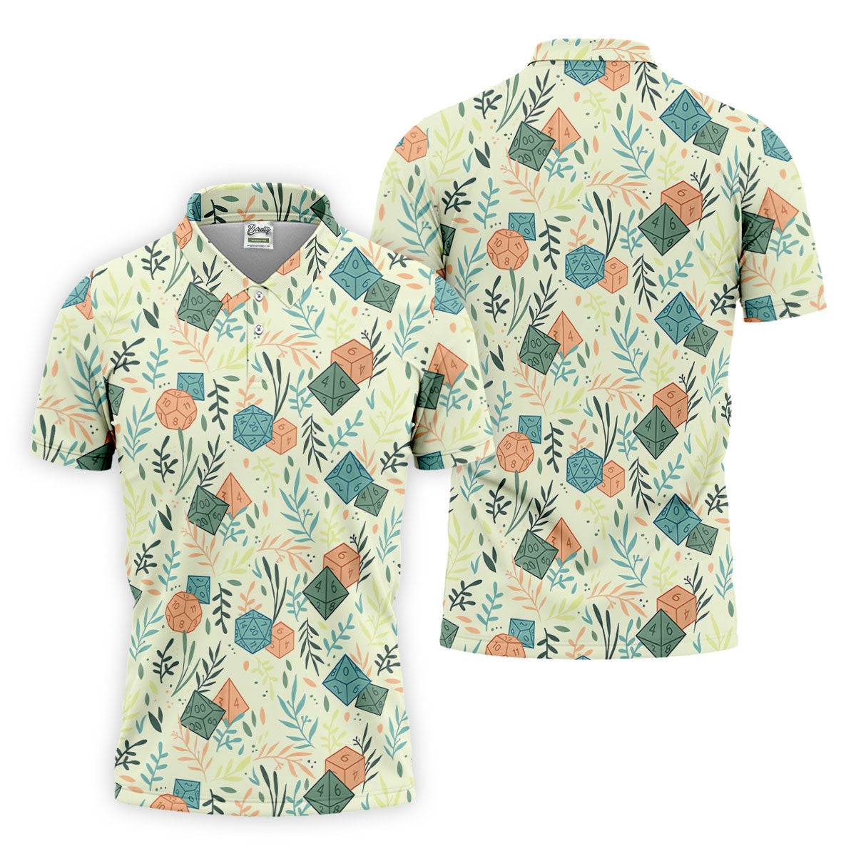 Polyhedral Dice Dragon Game Tropical Vibe Golf Tops For Men, Polo ShirtFor Men, Golf Shirts For Men