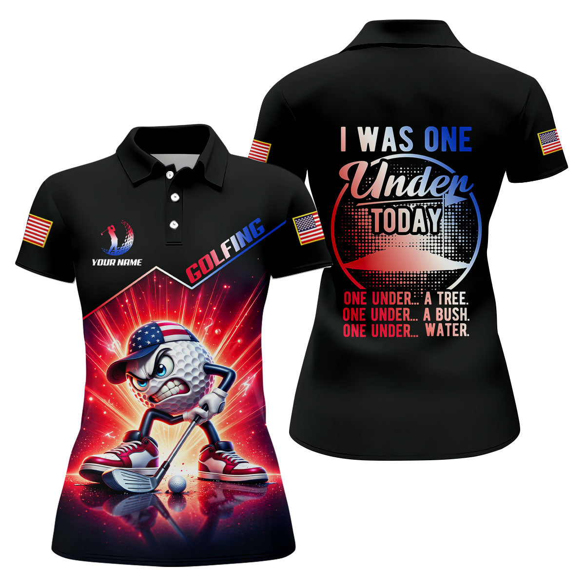 I Was One Under Today Patriotic Fun Women's Golf Shirts, US 250th Anniversary Golf Shirt, 4th Of July Golf Shirt