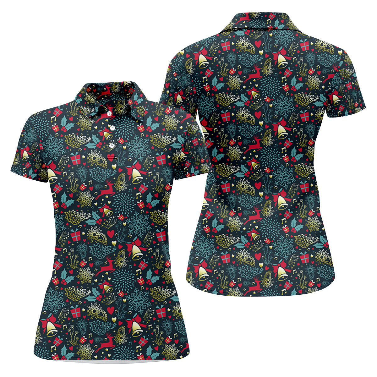 Christmas Reindeer Xmas Themed Women Golf Top, Christmas Golf Shirt, Ladies Golf Tops