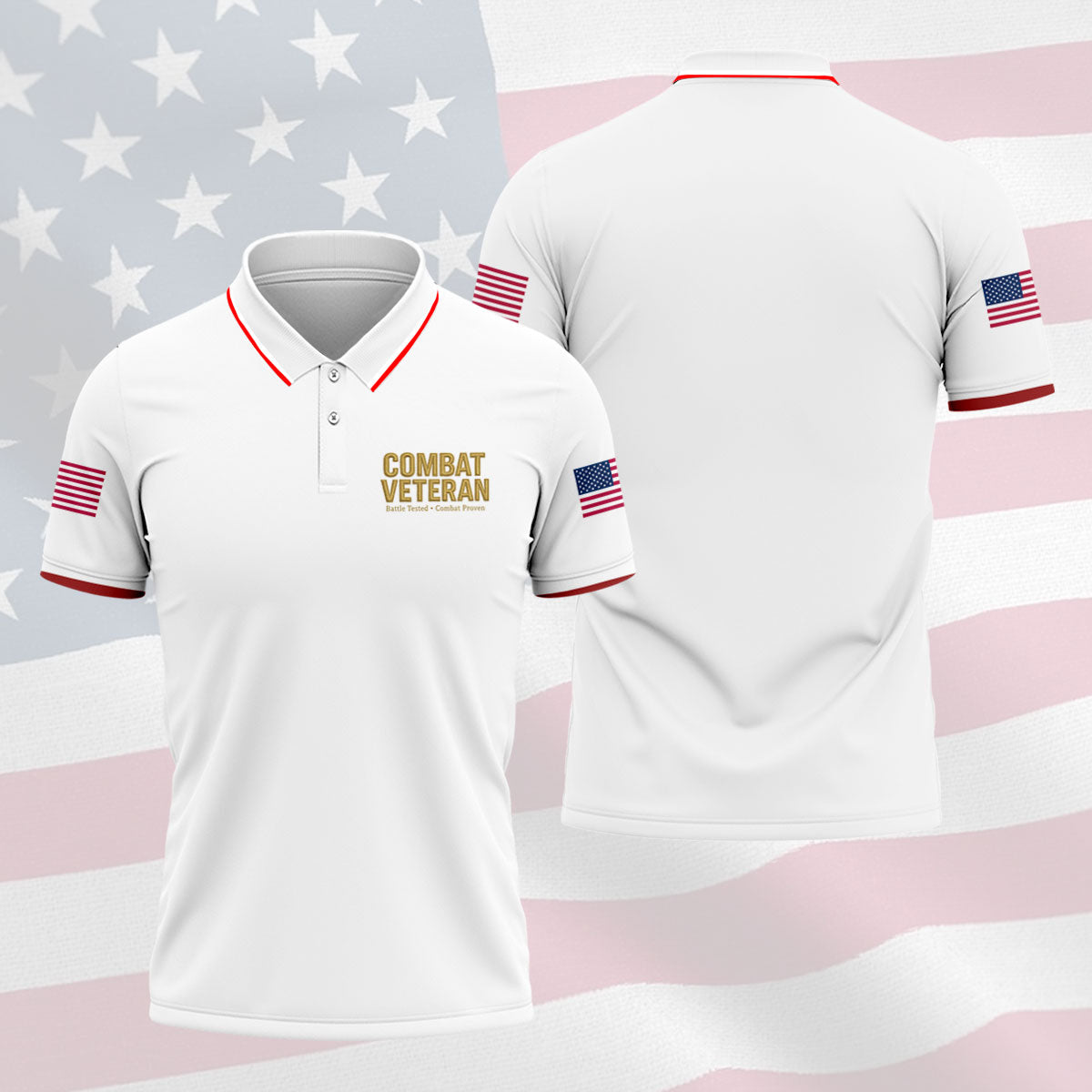 Combat Veteran 250 Years Patriotic Golf Shirt, Golf Shirts For Men, 4th Of July Golf Shirt