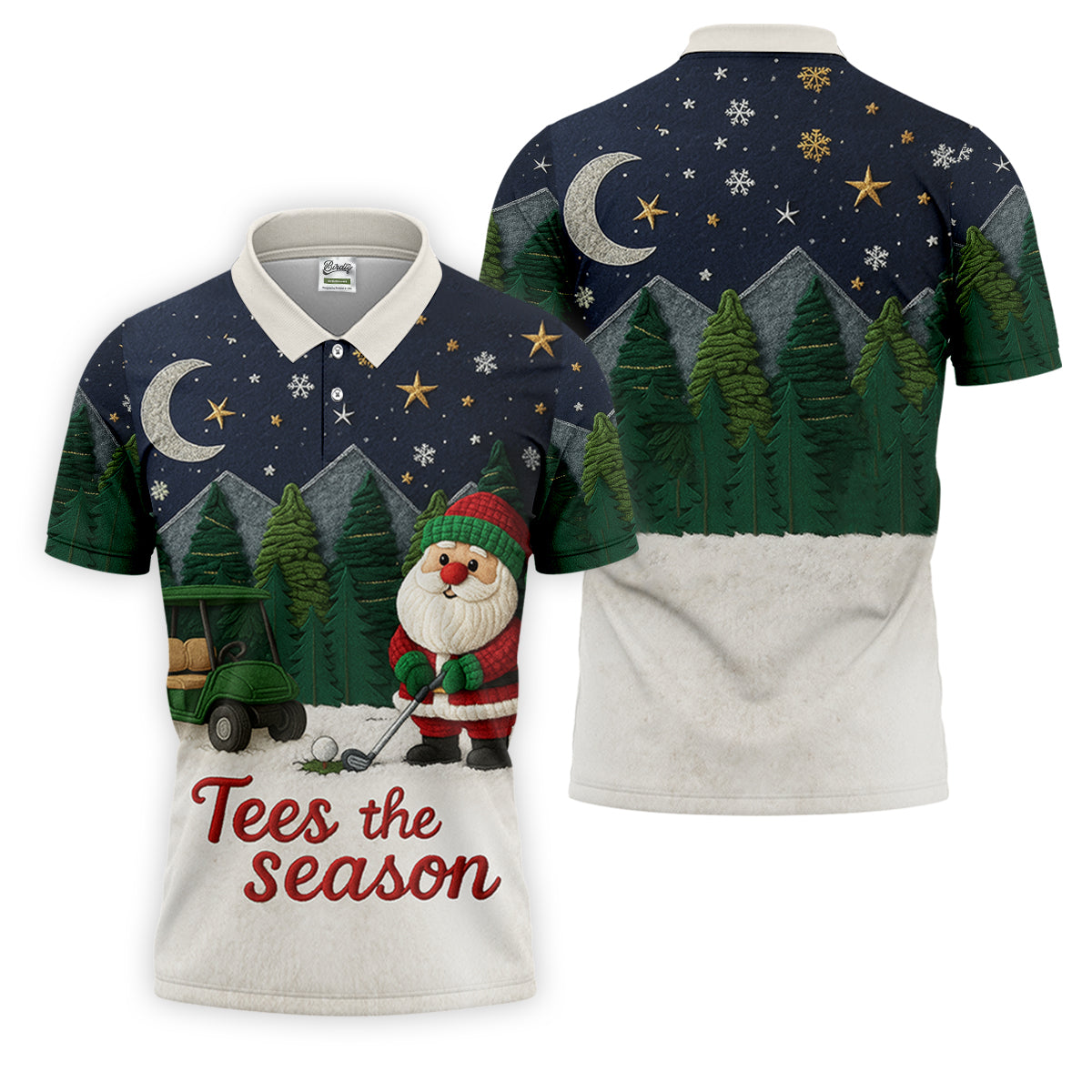 Santa Golfing Tees The Season Night Theme Golf Tops For Men, Christmas Golf Shirt, Polo ShirtFor Men