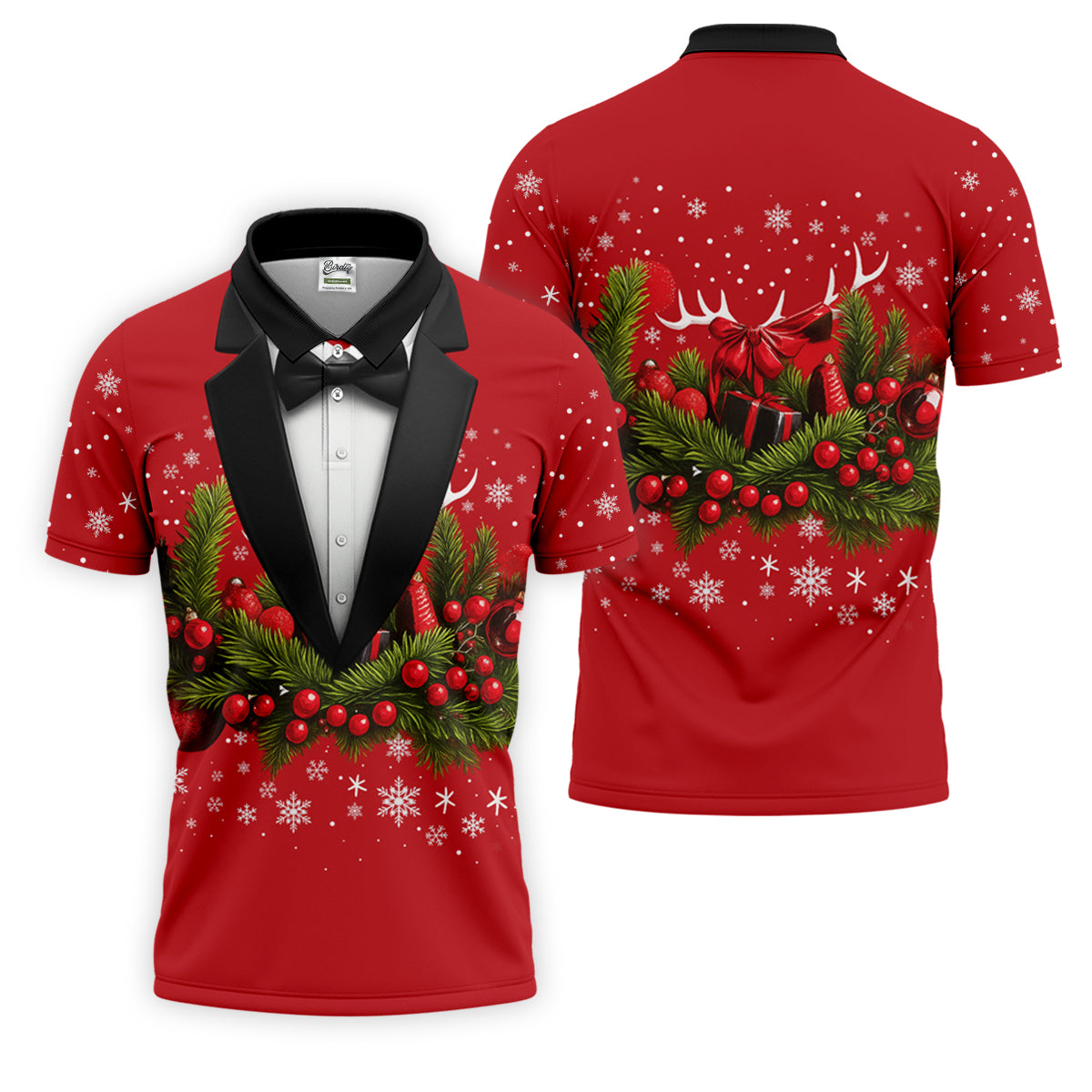 Christmas Mistletoe Vintage Prints Men's Golf Polo Shirtistmas Golf Shirt, Golf Gift For Men
