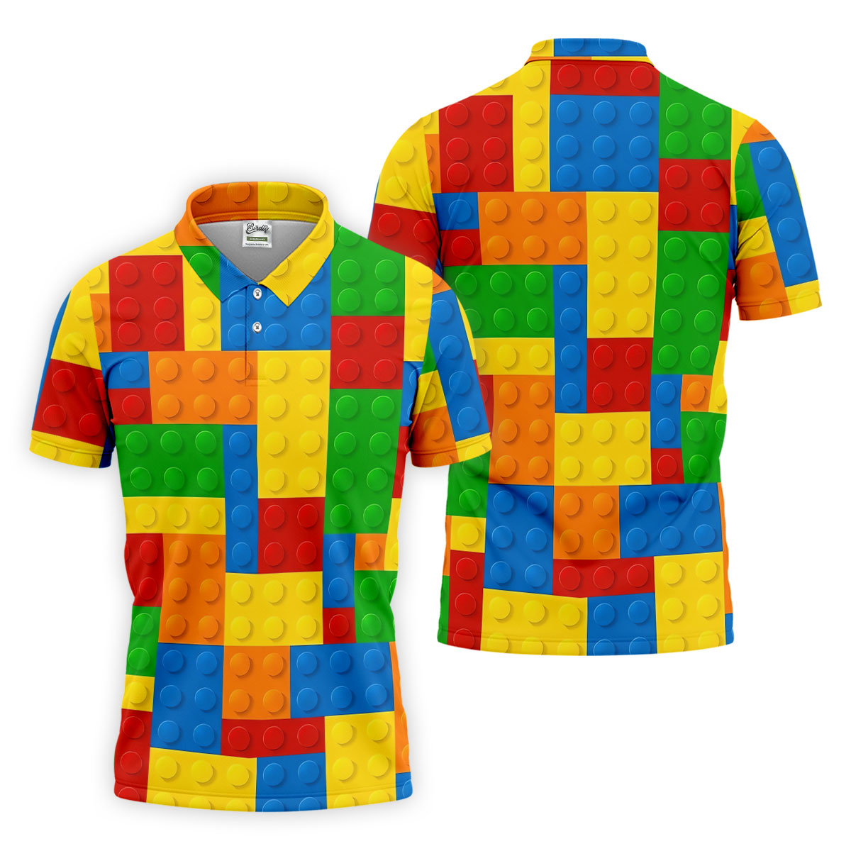 Lego Pattern Colorful Golf Shirt, Golf Tops For Men, Polo ShirtFor Men, Golf Shirts For Men