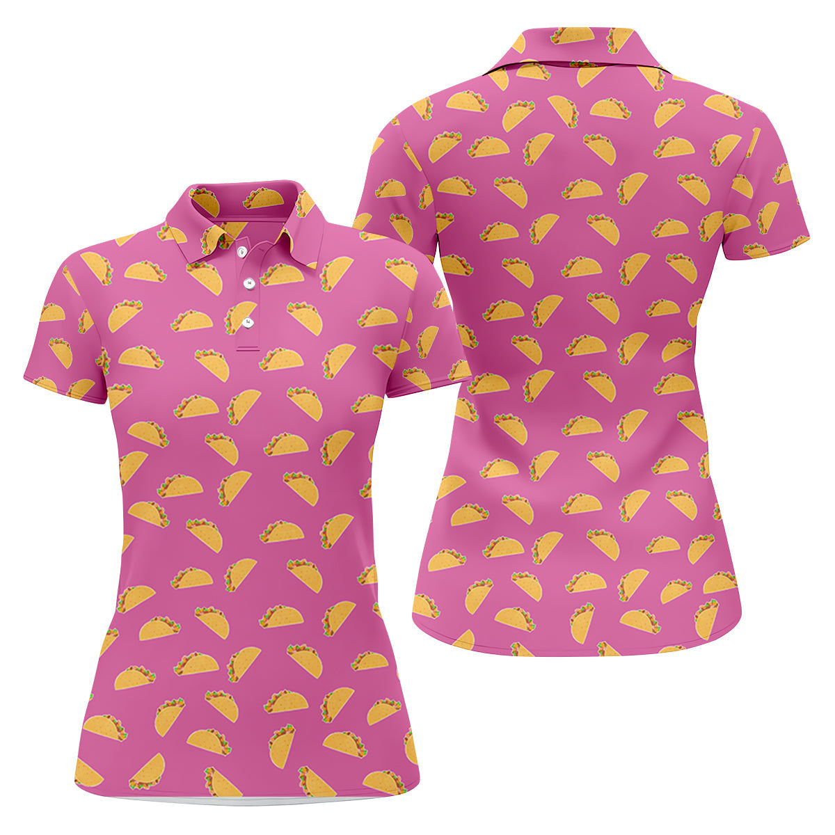 The Pink Taco Seamless Pattern Women's Golf Shirts, Women's Golf Tops, Ladies Golf Shirt