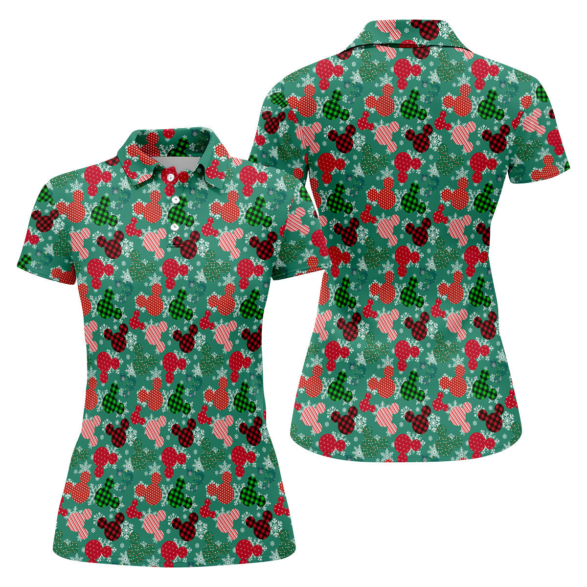 Adorable Cartoon Characters Xmas Golf Shirts, Cute Women's Golf Clothes, Ladies Golf Polos, Christmas Golf Shirt