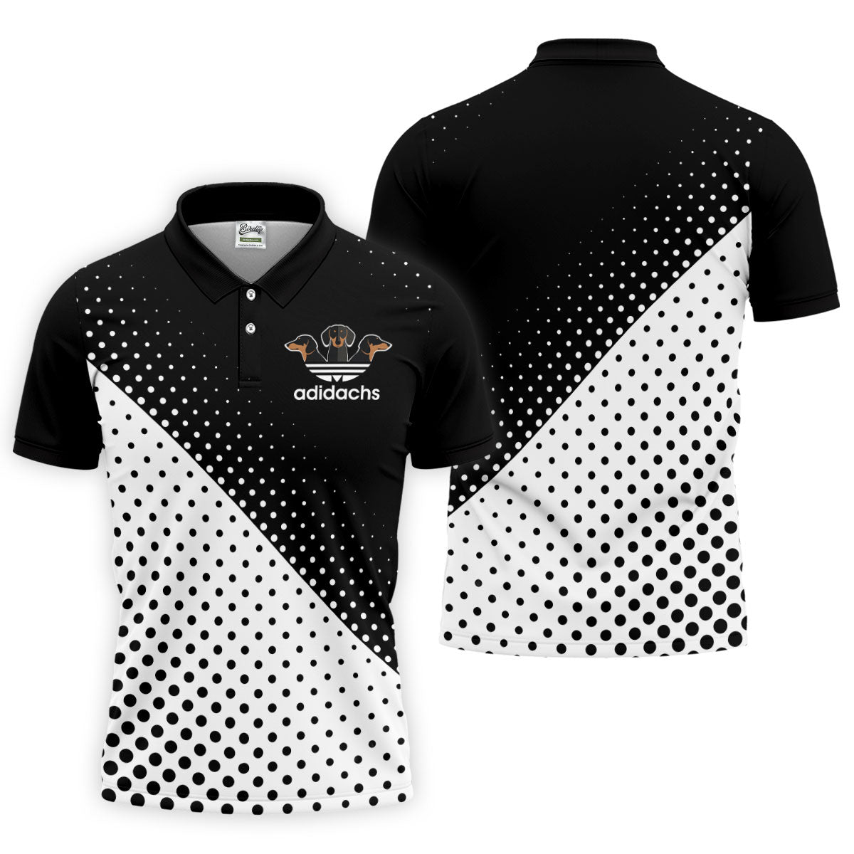 Adidachs Funny Dachshund Black Golf Shirt, Men's Funny Golf Shirts, Polo Shirtor Men