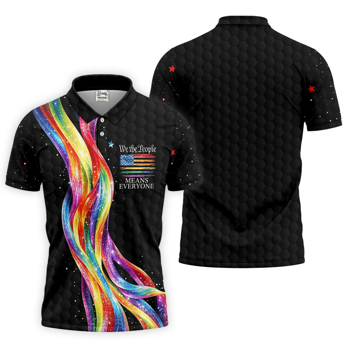 We The People Means Everyone LGBT Rainbow Golf Tops For Men, Pride Month Celebrate Golf Shirts For Men