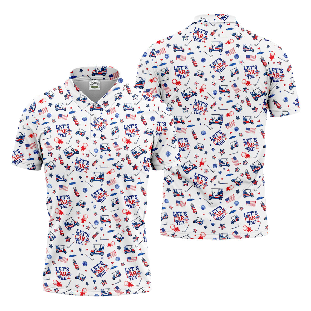 Let's Par Tee US Flag Pattern Patriotic 4th Of July Funny Golf Shirt, 250th Anniversary Golf Shirts For Men