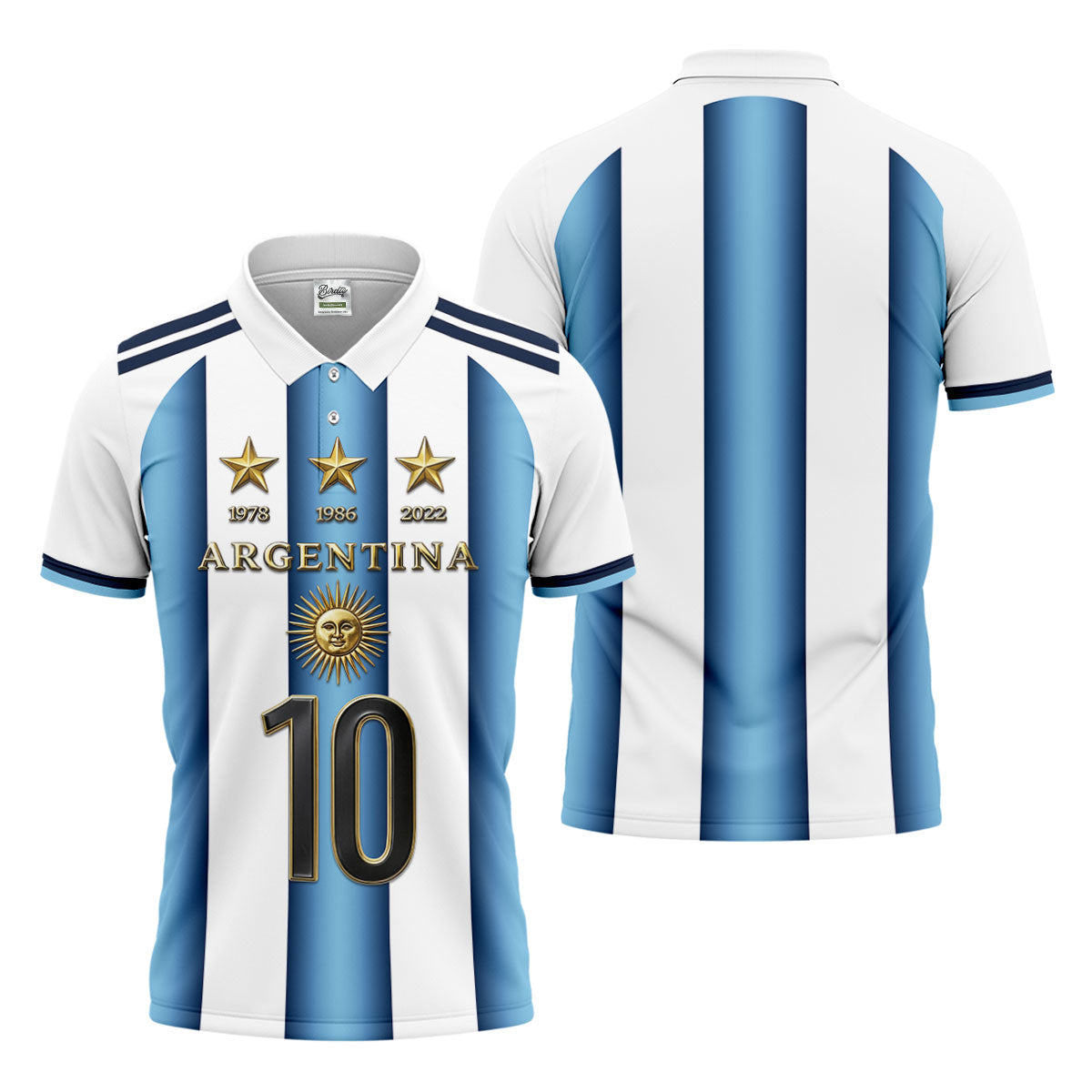Argentina World Cup Sun Of May Golf Tops For Men, Football Theme Polo Shirtor Men