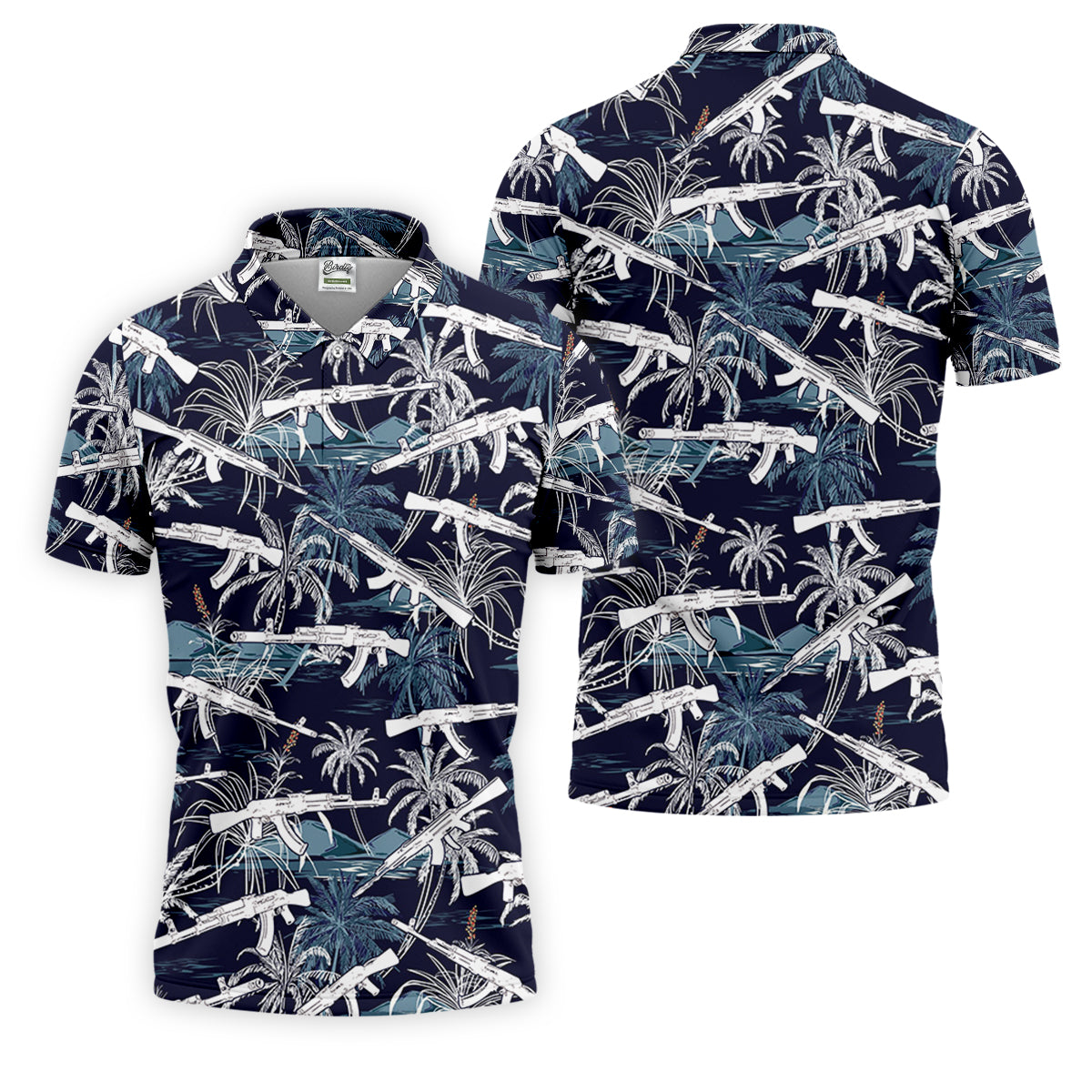 Dark Blue Color Army Theme Hawaiian Golf Polo, Golf Shirts For Men, Polo ShirtFor Men