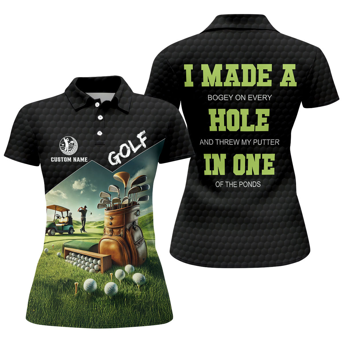 Custom Name Golf Course Club Bag Polo Shirt, Women’s Golf Polo, Golf Shirts For Women