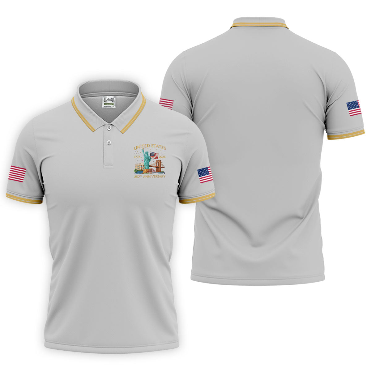 America 1776-2026 Patriotic Golf Polo ShirtS 250th Anniversary 4th Of July Golf Shirts For Men