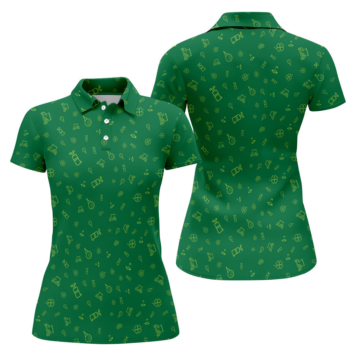Golf And Beer Lucky Four Leaf Clover St Patrick's Day Green Women's Golf Tops, Golf Gift For Ladies