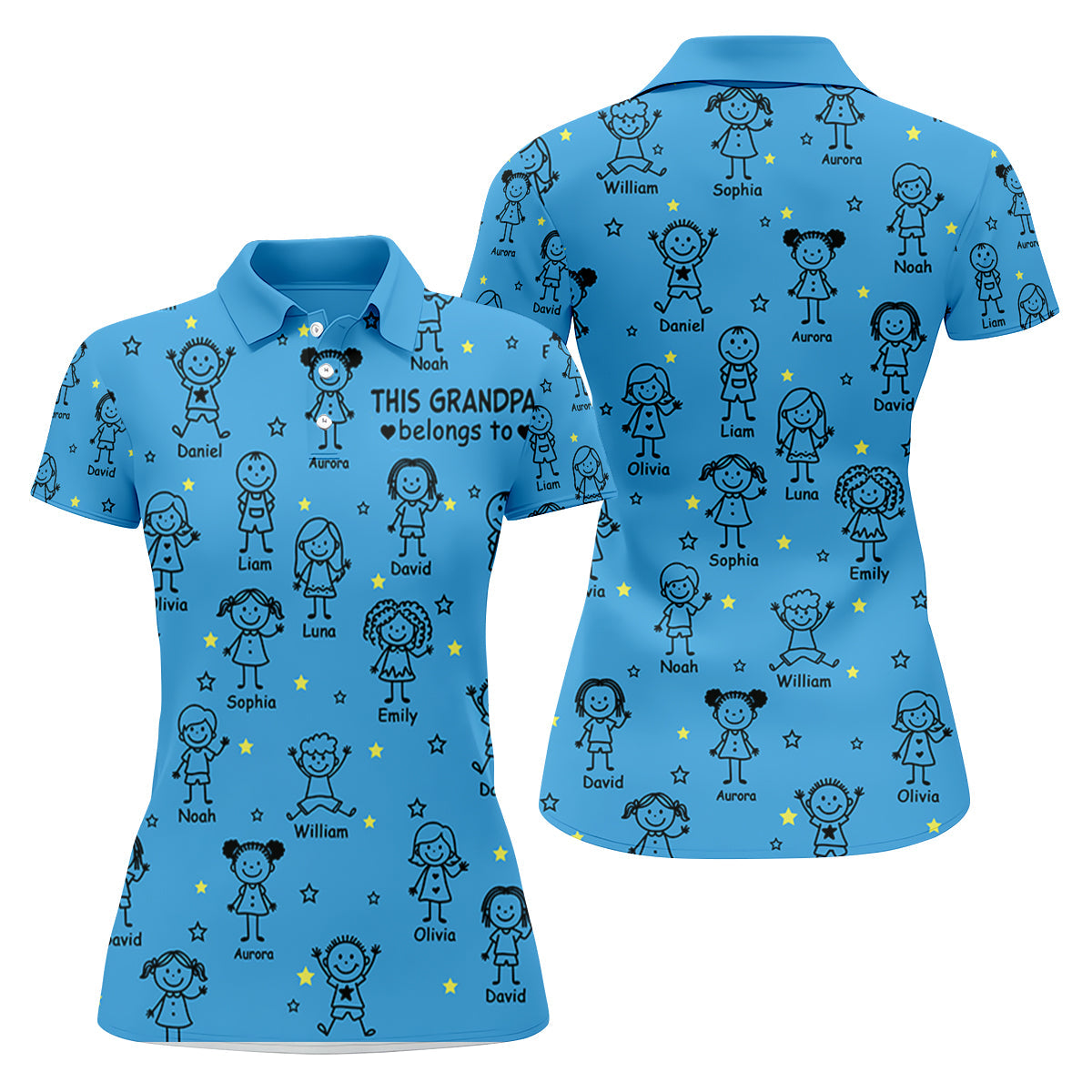 This Grandpa Dad Belongs To Kids Pet Blue Golf Shirt, Ladies Golf Tops, Women Golf Top, Golfing Apparel