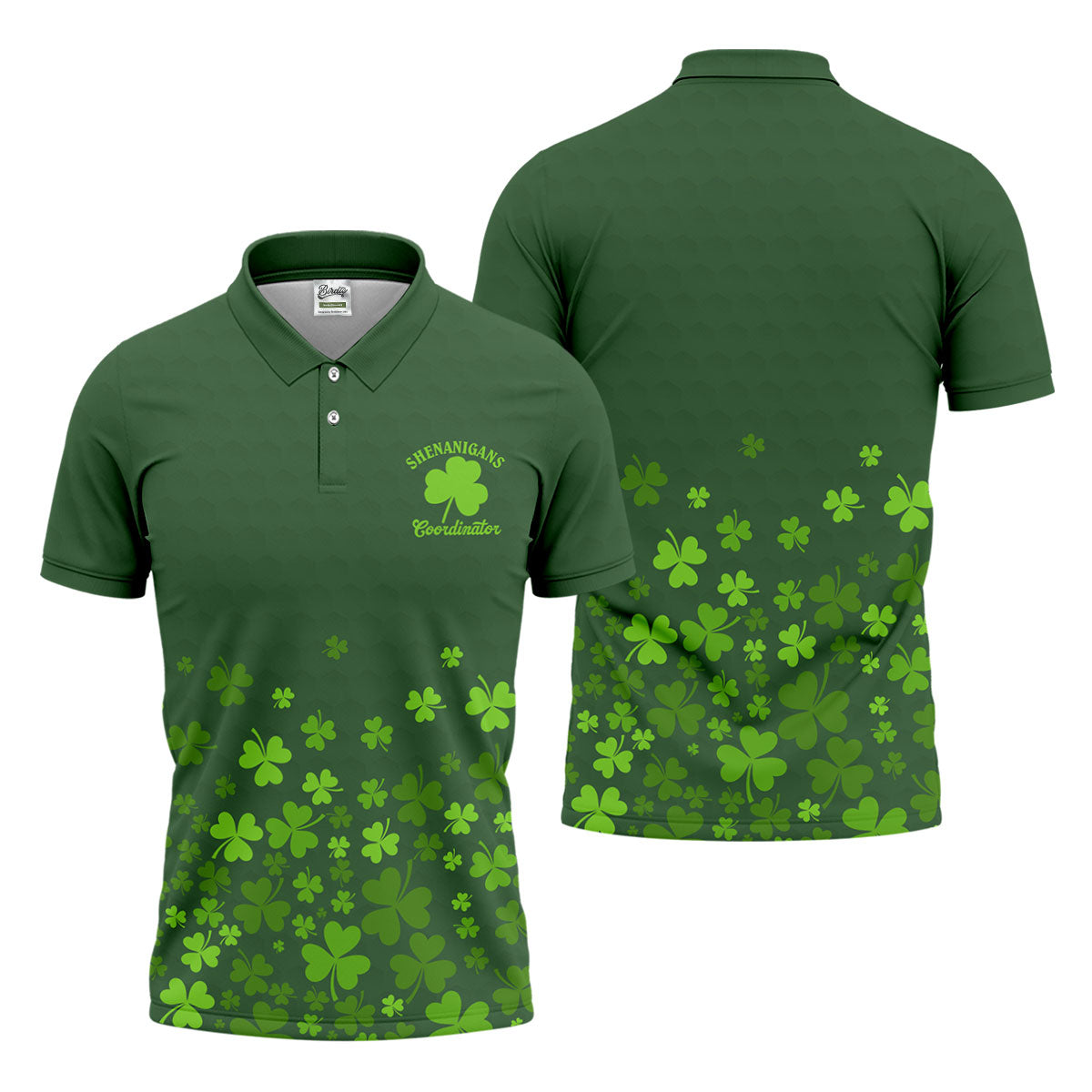 Shenanigans Coordinator Golf Ball Pattern St Patrick Day Green Golf Shirt, Golf Tops For Men, Golf Shirts For Men
