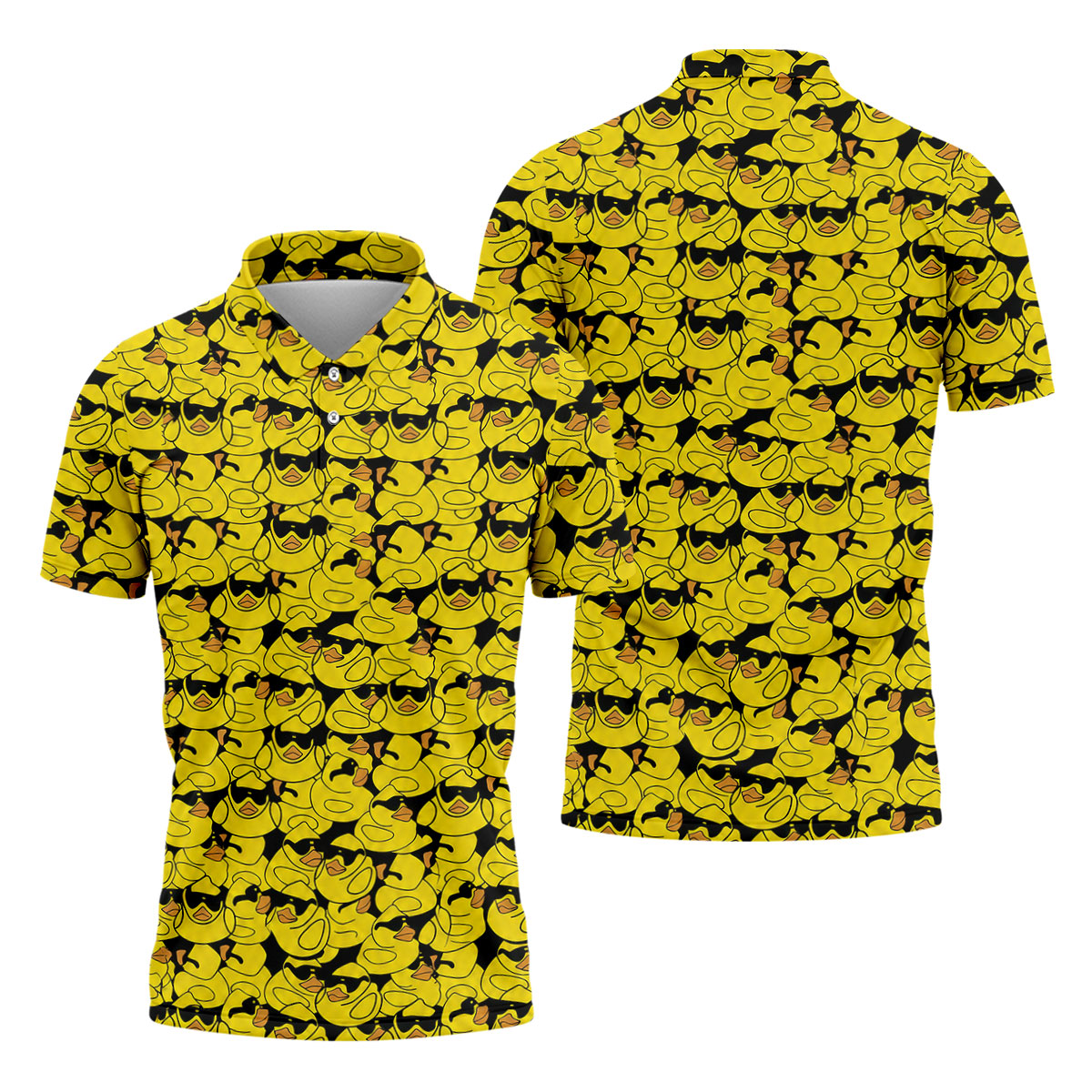 Yellow Sunglasses Rubber Duck Hawaiian Golf Shirt, Hawaiian Golf Shirt, Mens Golf Shirts, Golf Apparel For Men
