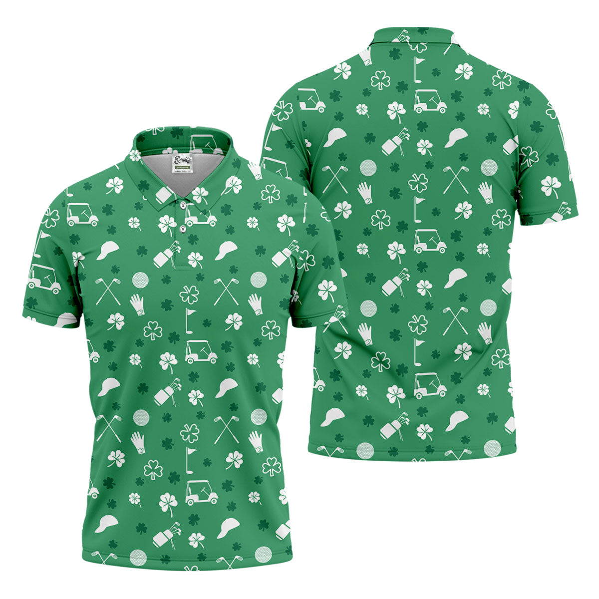 Golf Items Seamless Pattern St. Patrick’s Day Shamrock Golf Shirt, Polo ShirtFor Men, Golf Shirts For Men