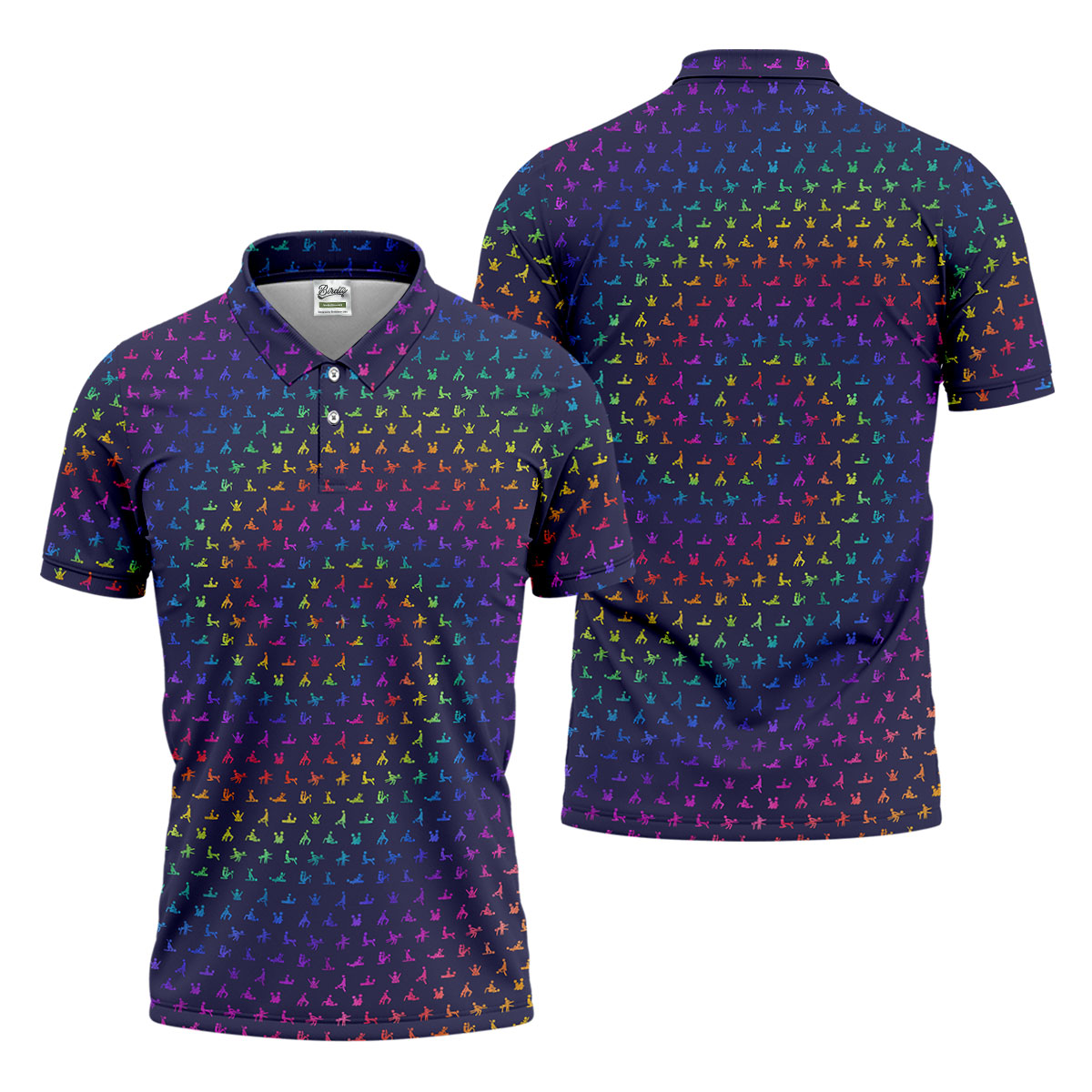 Naughty Position Adult Humor Rainbow Effect Men's Golf Polo Shirt Golf Gift For Men, Golf Shirts For Men