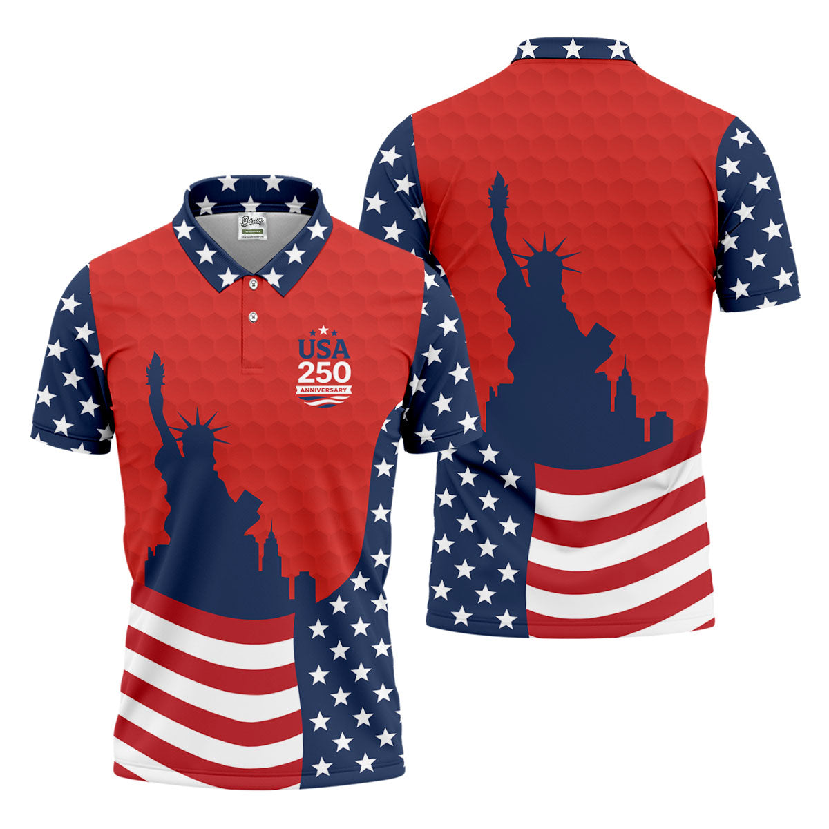 USA 250 Anniversary Statue Of Liberty Red Golf Shirt, Patriotic Golf Shirt, 4th Of July Golf Shirts For Men