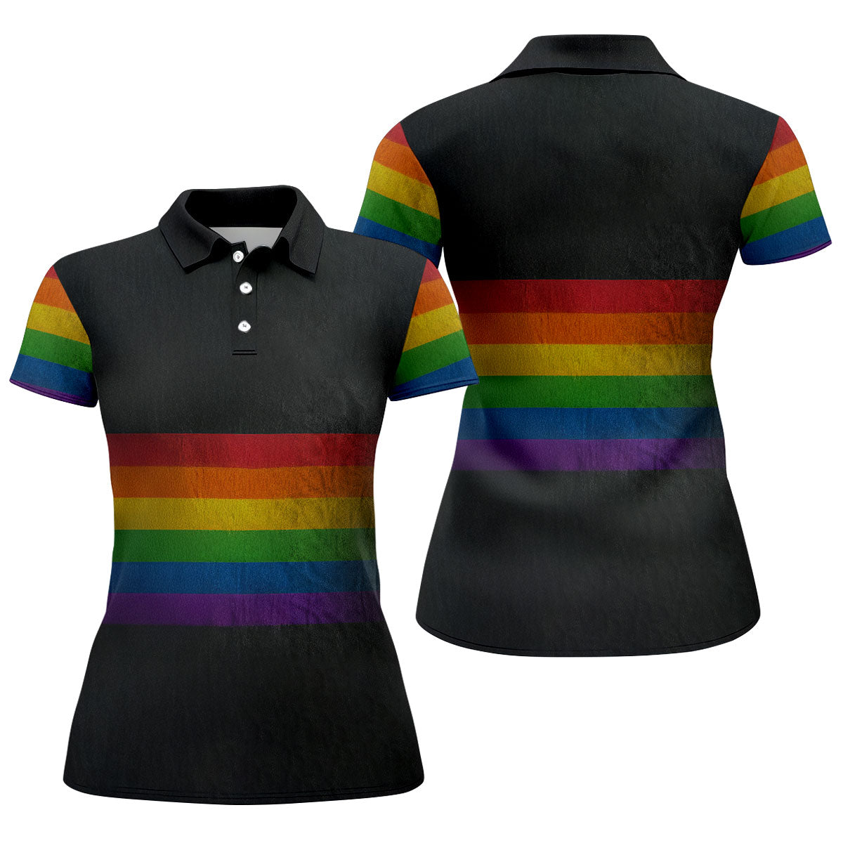 Pride Rainbow Flag Retro Golf Shirt, LGBTQ Month Golf Shirt For Women, Ladies Golf Polos