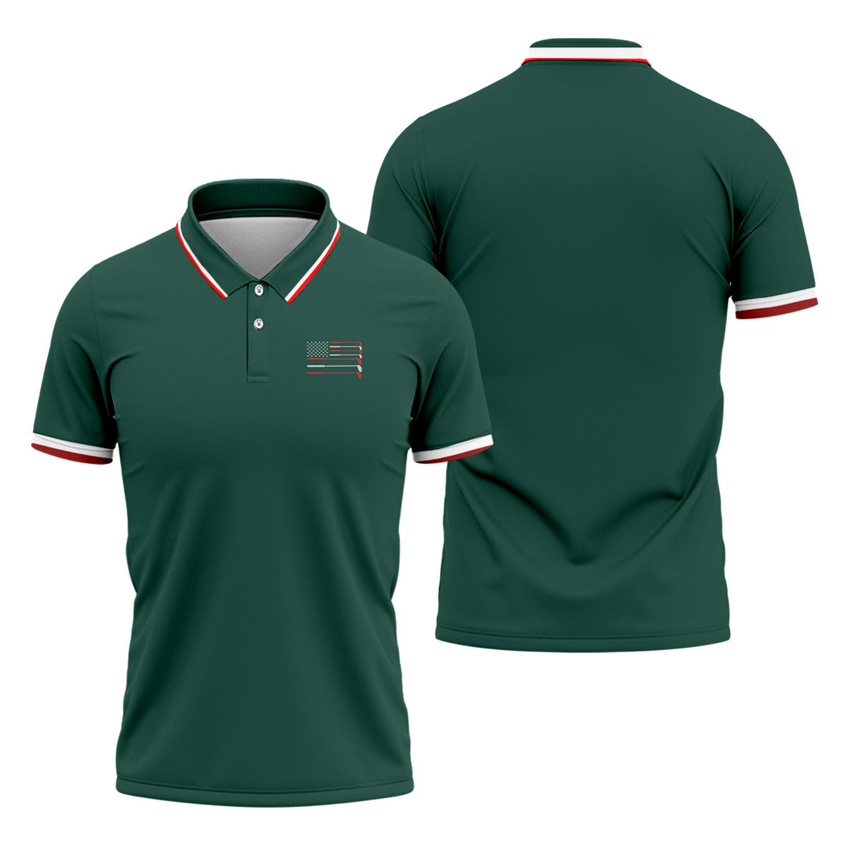 Golf Clubs US Flag Logo 250 Years Green Golf Shirt, Patriotic 4th Of July Golf Shirts For Men