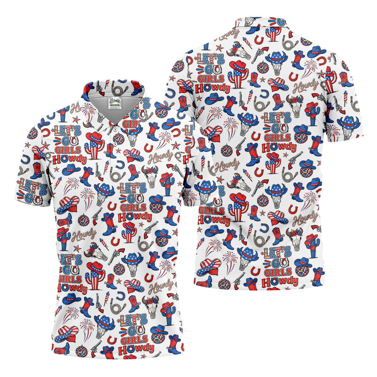 Let's Go Girl Howdy 250th Anniversary Western Cowboy Patriotic 4th Of July Golf Shirt, Golf Shirts For Men