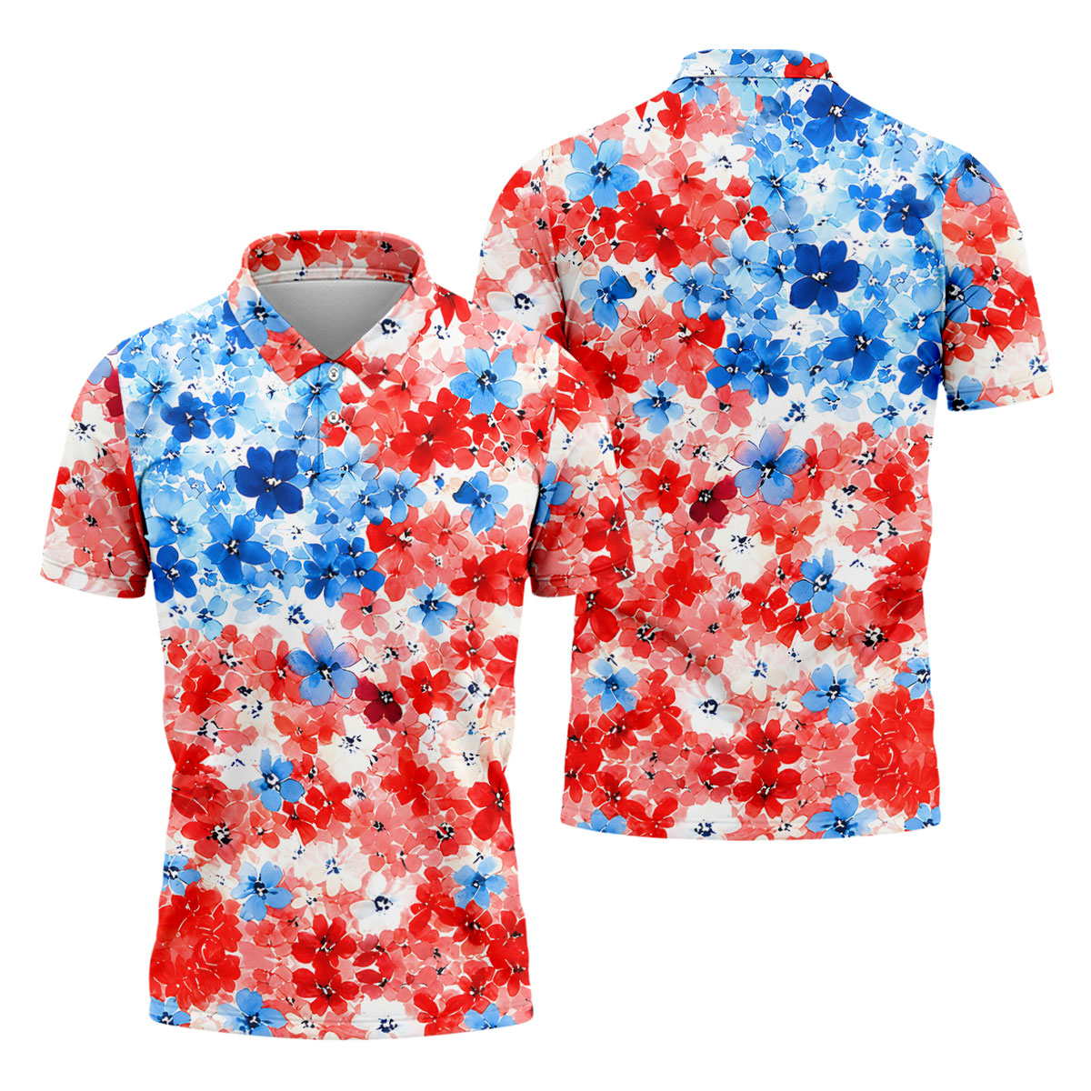 Red White Blue Hawaiian Golf Shirt, 250 Years Men's Golf Shirt, Polo Shirts For Men