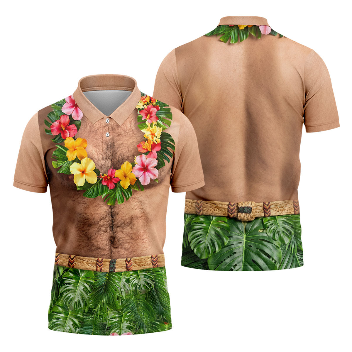 Tropical Theme Party Men's Funny Golf Shirts, Hawaiian Golf Shirt, Polo Shirtor Men