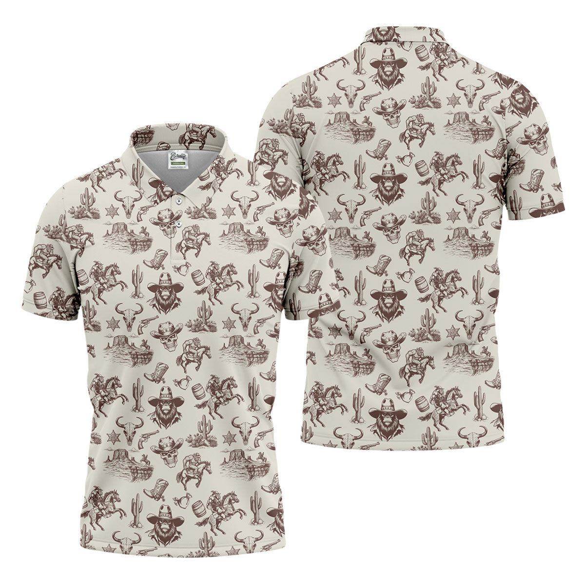 Funny Bigfoot Western Style Hawaiian Golf Shirt, Men's Golf Shirt, Polo Shirts For Men