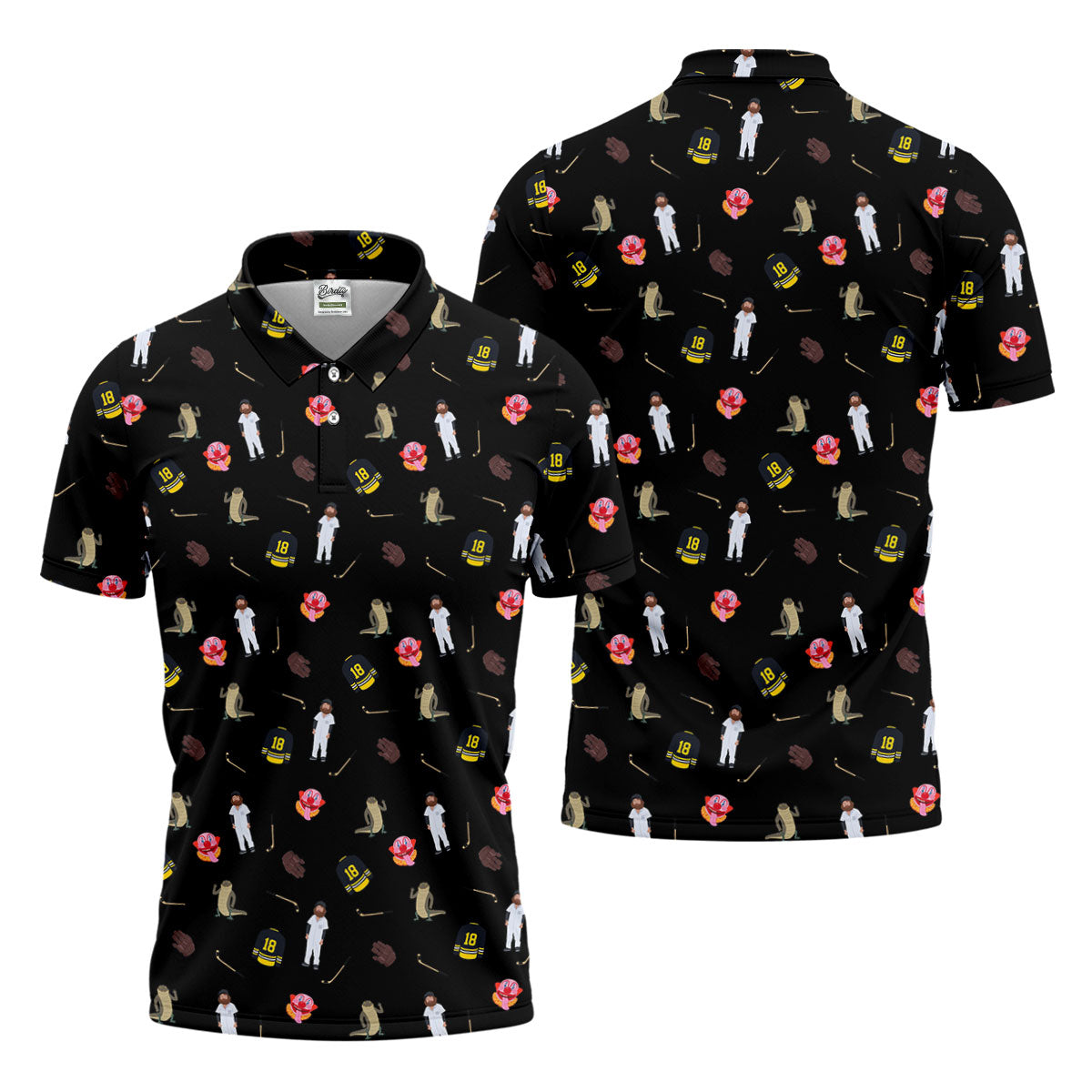 Sport Movie Character Funny Aligator Clown Head Black Golf Shirt, Men's Funny Golf Shirts, Golf Shirts For Men