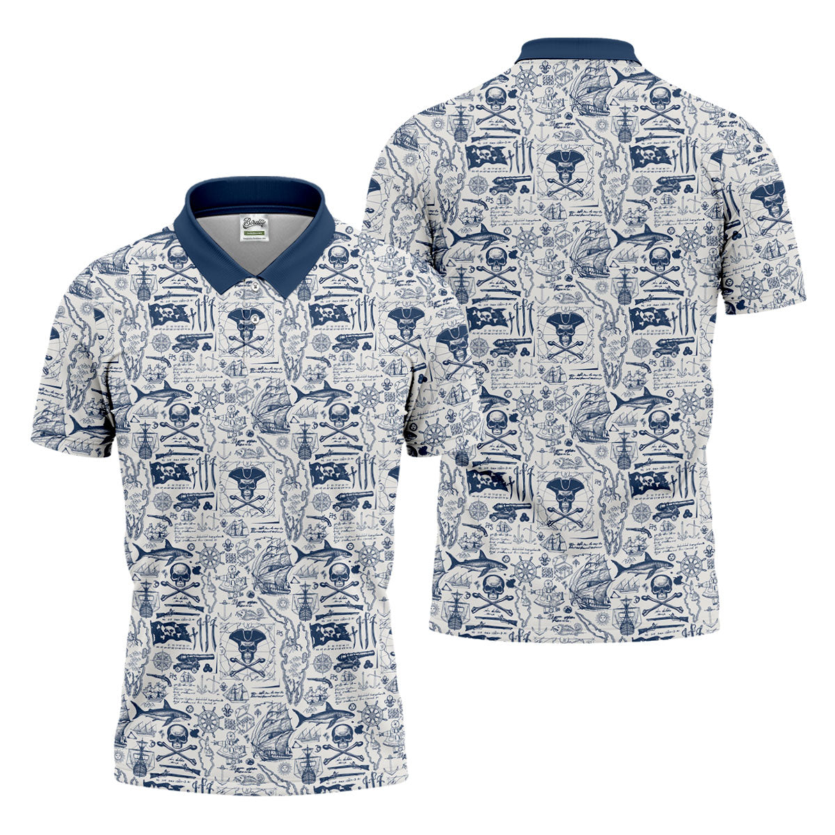 Skull Pirate Ocean Adventure Vintage Golf Shirt, Polo Shirt Men, Golf Shirts For Men