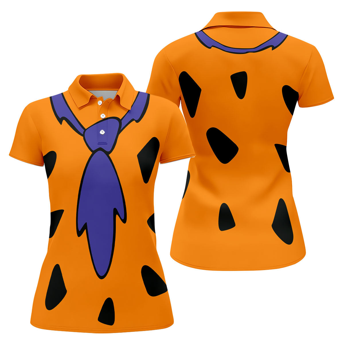 Fred Flintstone Costume Orange Design Golf Shirt, Women's Golf Shirt, Hawaiian Golf Shirt, Golf Polo For Women