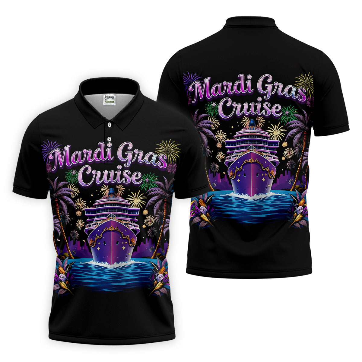 Mardi Gras Cruise Festive Theme Golf Tops For Men, Polo ShirtFor Men, Golf Shirts For Men