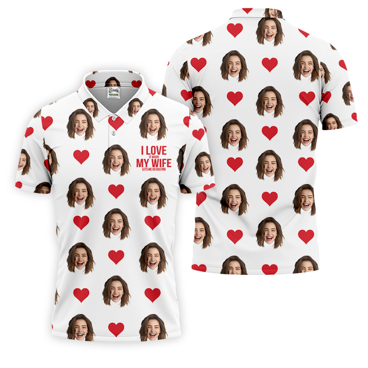 I Love It When My Wife Let Me Golfing Custom Photo White Golf Shirt, Valentines Golf Gift, Fun Golf Shirts For Men
