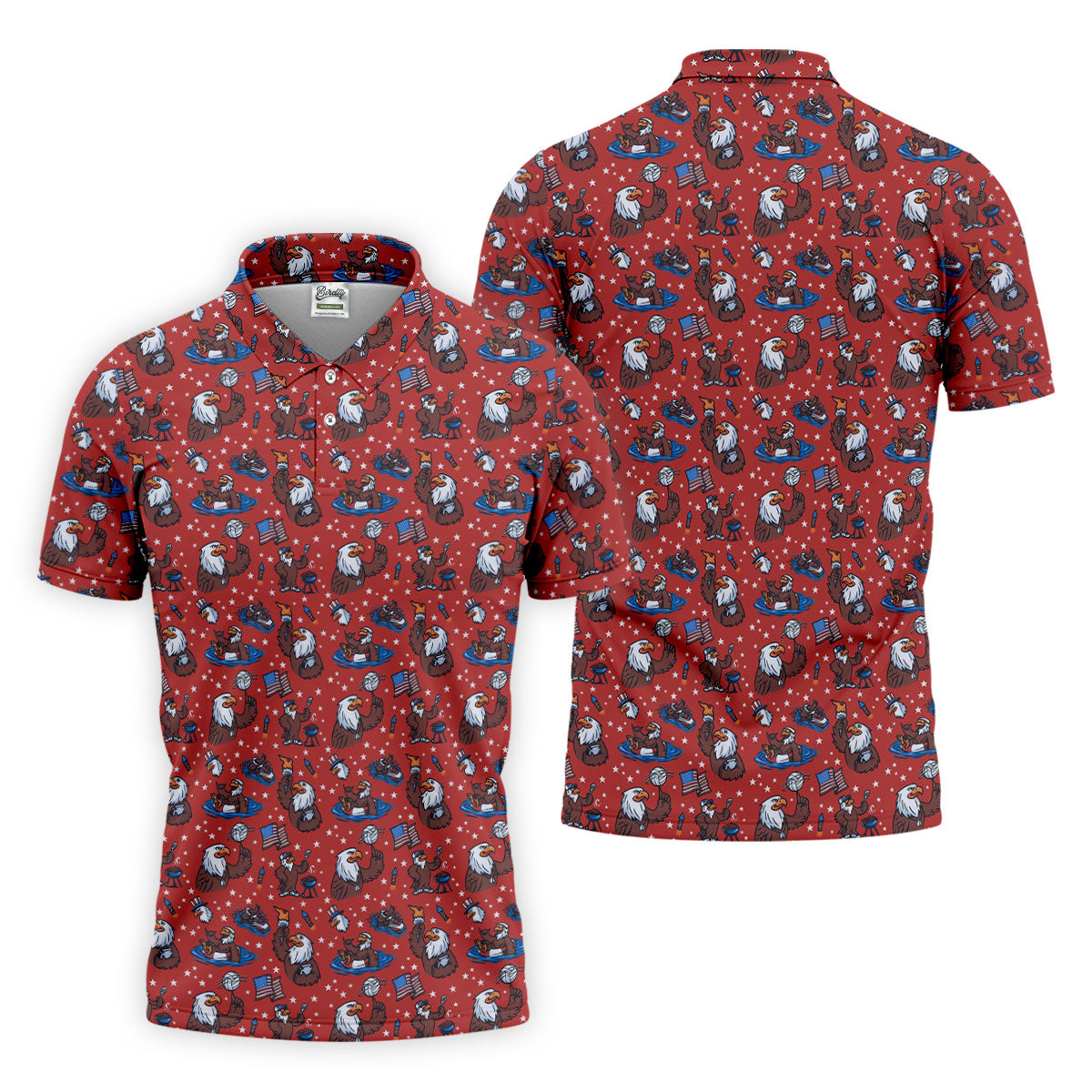 Patriotic Bald Eagle Golf Shirts For Men, 250th Anniversary 4th Of July Golf Shirt, Golf Gift For Men