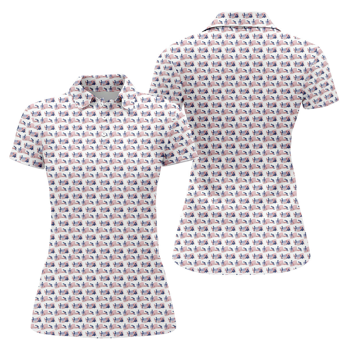 Naughty Position American Flag Pattern Patriotic Golf Shirts, 250th Anniversary Ladies Golf Shirts