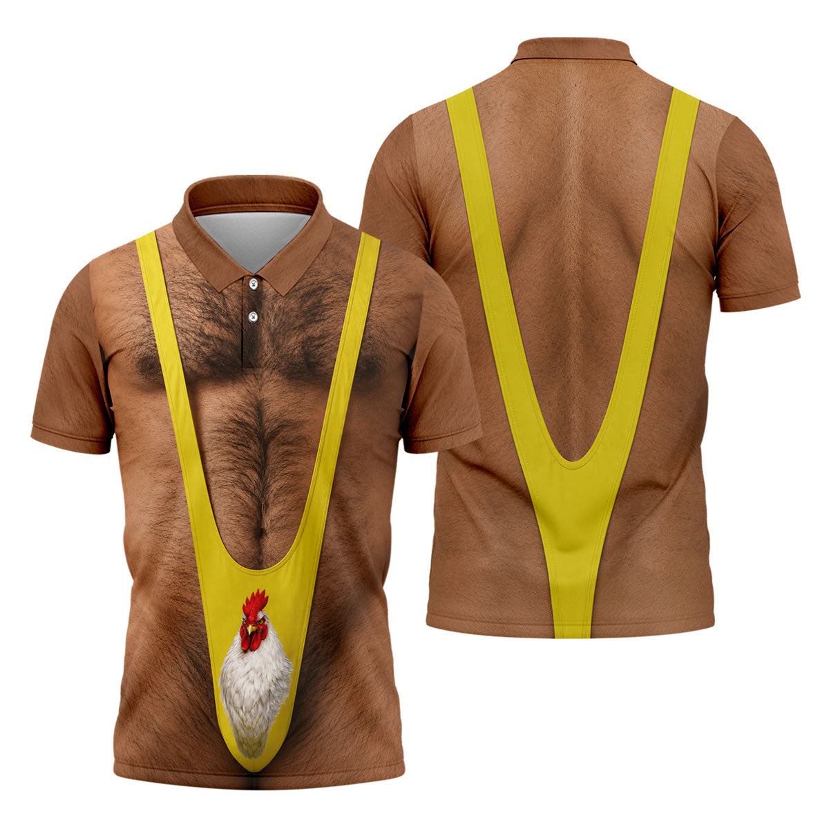 Funny Chicken Yellow Singlet Body Golf Shirt, Mens Golf Polo, Printed Golf Shirts