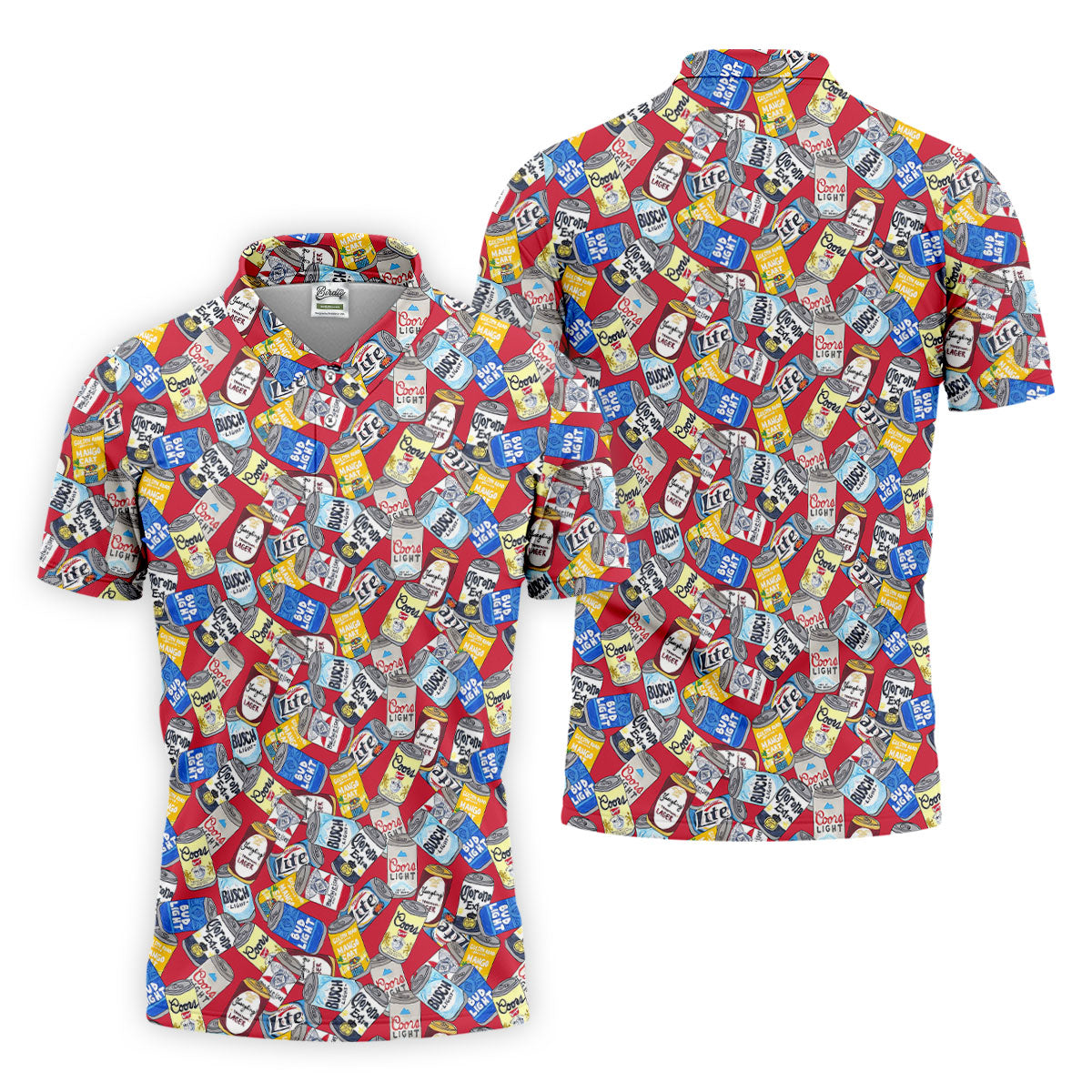 American Beer Cans Red Golf Shirt, Golf And Beer Polo ShirtFor Men, Golf Shirts For Men