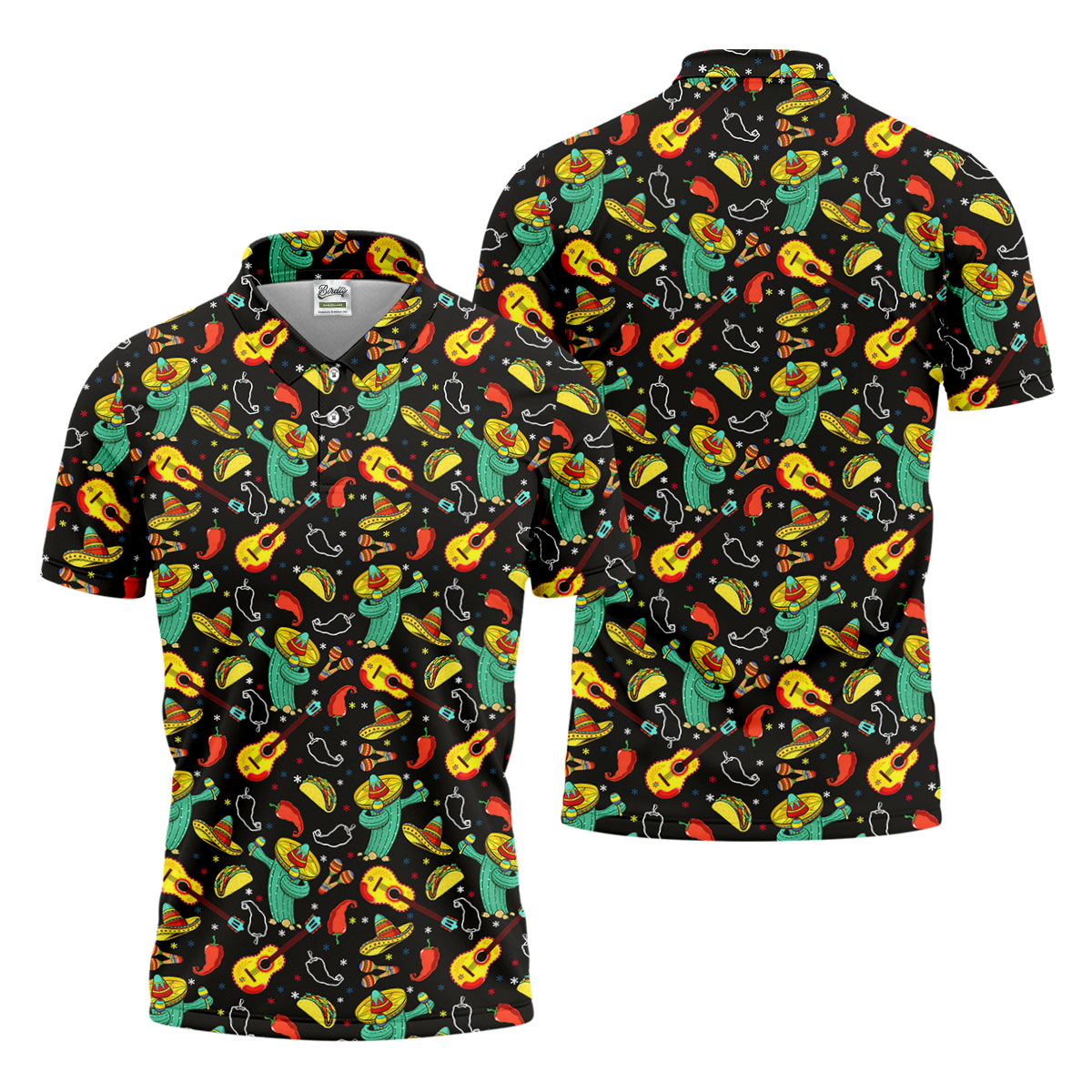 Funny Cactus Mexican Culture Traditions Golf Tops For Men, Cinco De Mayo Celebration Golf Shirts For Men