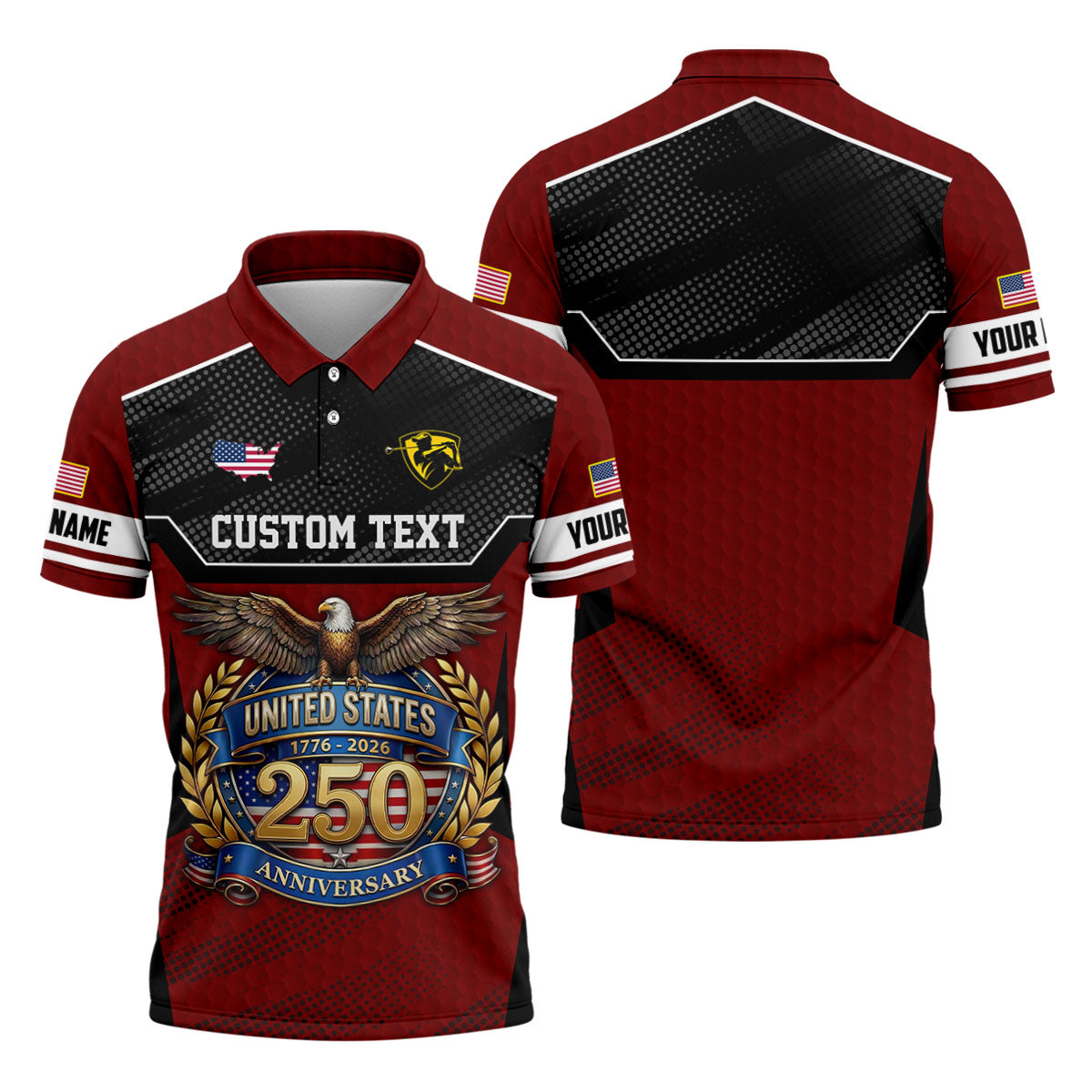 US 250 Anniversary Patriotic 4th Of July Red Golf Shirt, Polo Shirtor Men, Golf Shirts For Men