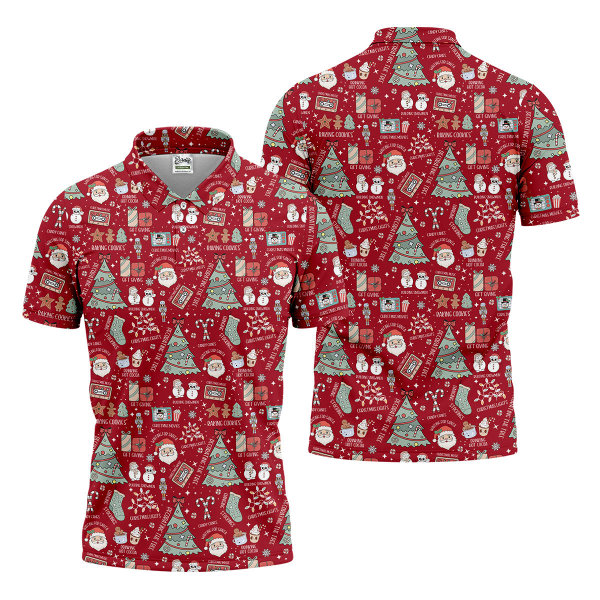 Tis The Season Santa Claus Gift Red Men's Golf Polo Shirttmas Golf Shirt, Polo Shirt Men