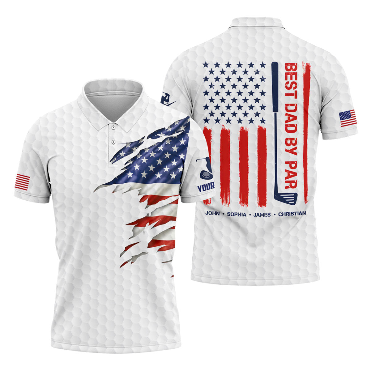 Best Dad By Par Patriotic Golf Shirt, US Flag Golf Shirt For Dad, Golf Tops For Men, Father's Day Golf Gift