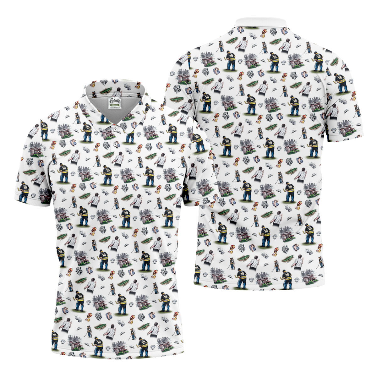 30th Anniversary Sport Movie Character Iconic Moments White Golf Shirt, Men's Funny Golf Shirts, Golf Shirts For Men