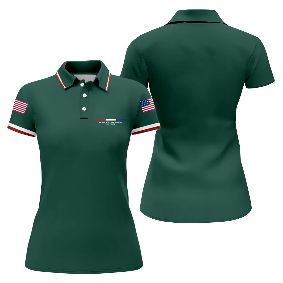United States Of America 250 Years Green Golf Shirt, Patriotic Golf Shirt, Golf Shirt For Women
